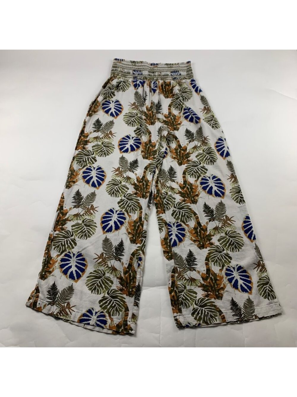 DAHUI Hawaii Linen Blend Palm Printed Wide Leg Lounge Pant XL